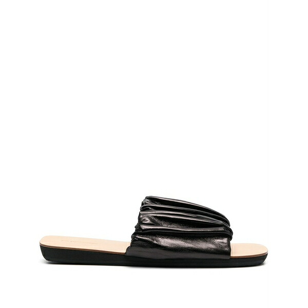 ジル・サンダー レディース サンダル シューズ Leather gathered-detail slides Black