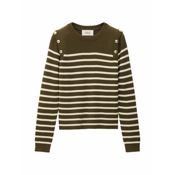 バッシュ レディース 編み物\u0026ティーシャツ アウター Matio striped button-detail jumper Green