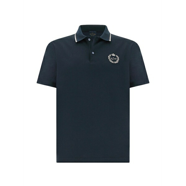 ポールアンドシャーク メンズ ポロシャツ トップス Heraldic-embroidery polo shirt Blue|asty