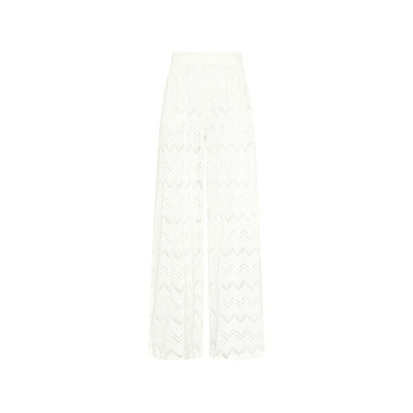 ヴィルブレクイン レディース 心地好いズボン下 ボトムス Line chevron-knit wide-leg trousers White