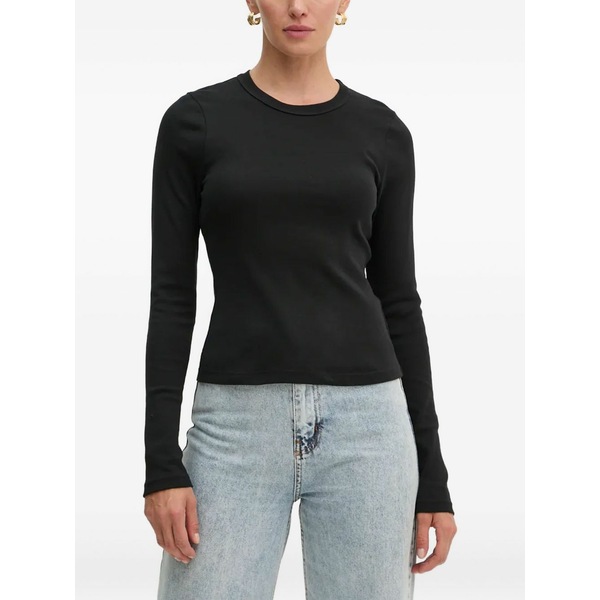 エーエルシー レディース プルオーバー トップス Ribbed long-sleeve t-shirt  Black