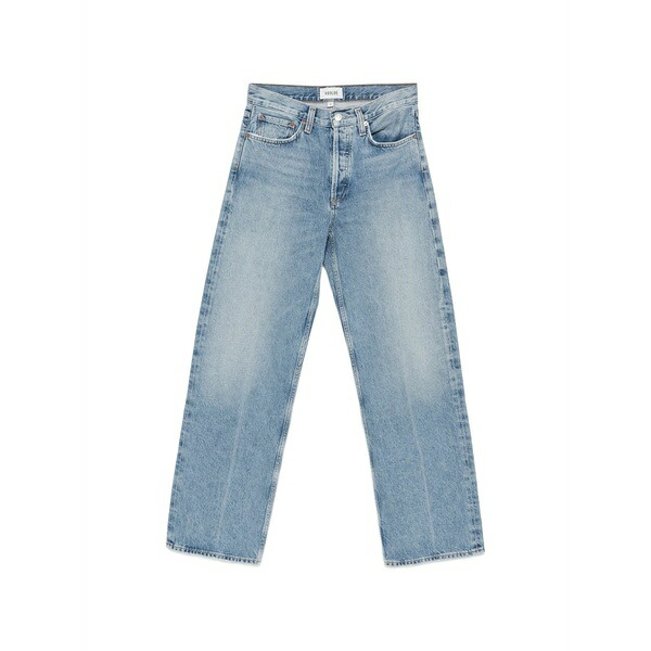 アゴルド レディース デニムパンツ ボトムス Pressed-crease wide-leg jeans Blue|asty