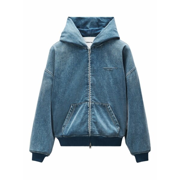 アレキサンダーワン メンズ 上衣＆上衣 アウター Hooded zip-up denim jacket Blue