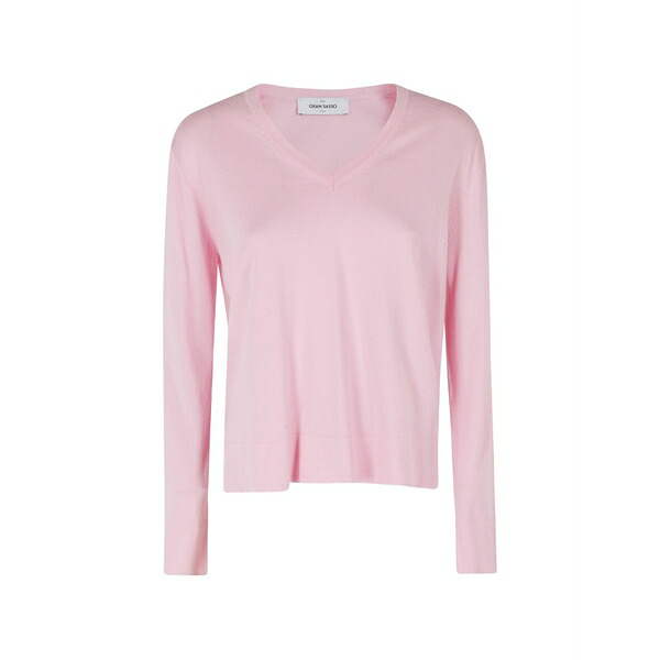 グランサッソ レディース ニット&セーター アウター V-neck long-sleeve sweater Pink｜asty
