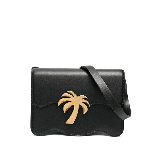 パーム・エンジェルス レディース ショルダーバッグ 御徒面子 Palm-motif leather shoulder bag  Black