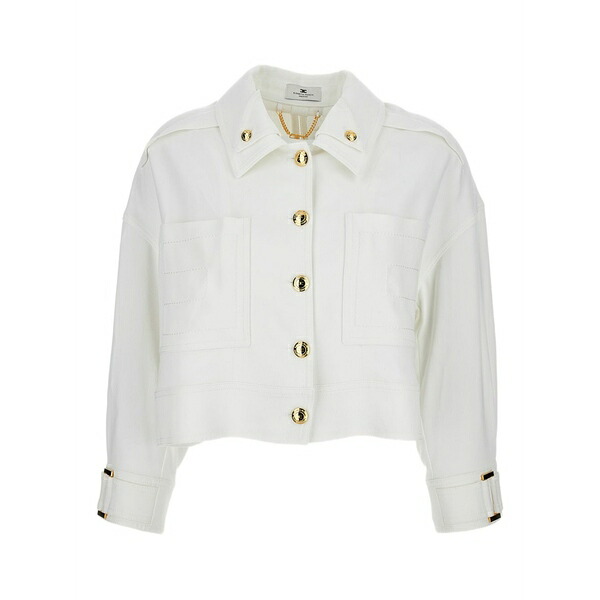 エリザベスフランキ レディース 上衣＆上衣 アウター Gold button patch pocket jacket White