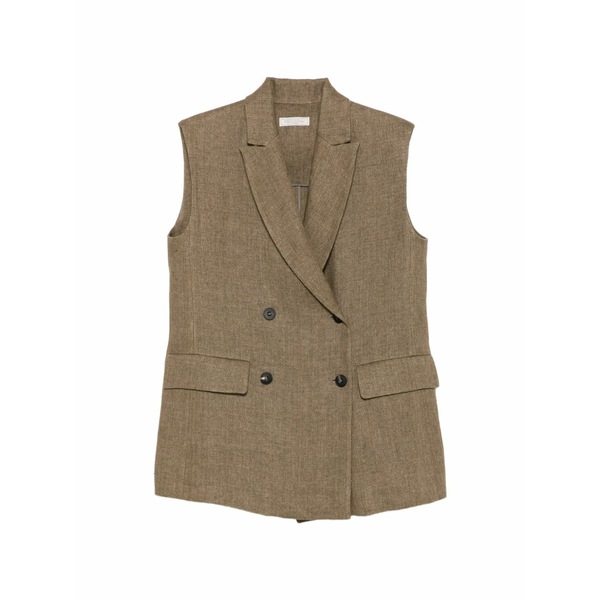 アントネリ レディース 厚地の外套 アウター Fernando herringbone waistcoat Green