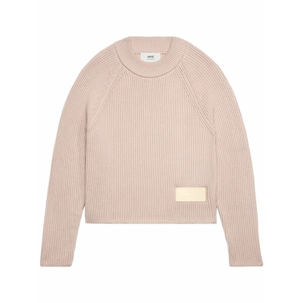 意中の女 メンズ 編み物\u0026ティーシャツ アウター Logo-patch sweater Pink