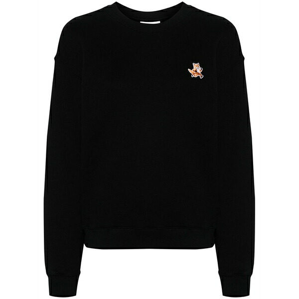棲み家 稲荷 レディース 編み物\u0026ティーシャツ アウター Fox-appliqu￡ sweatshirt Black