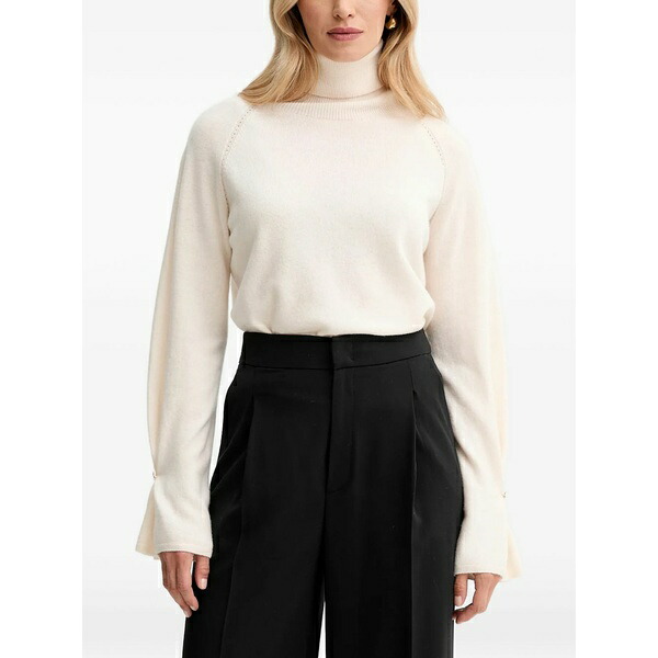 フラコミーナ レディース 編み物\u0026ティーシャツ アウター Gold-tone-button roll-neck sweater Neutrals