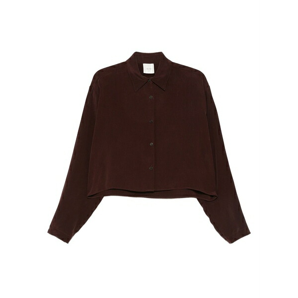 アリジ レディース プルオーバー トップス Button-front cropped shirt Red