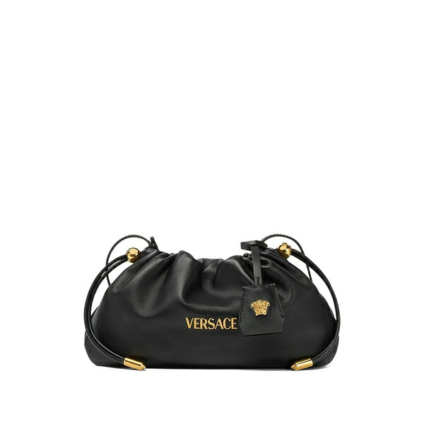 ヴェルサーチ レディース ショルダーバッグ 御徒面子 Mini tag drawstring clutch bag Black