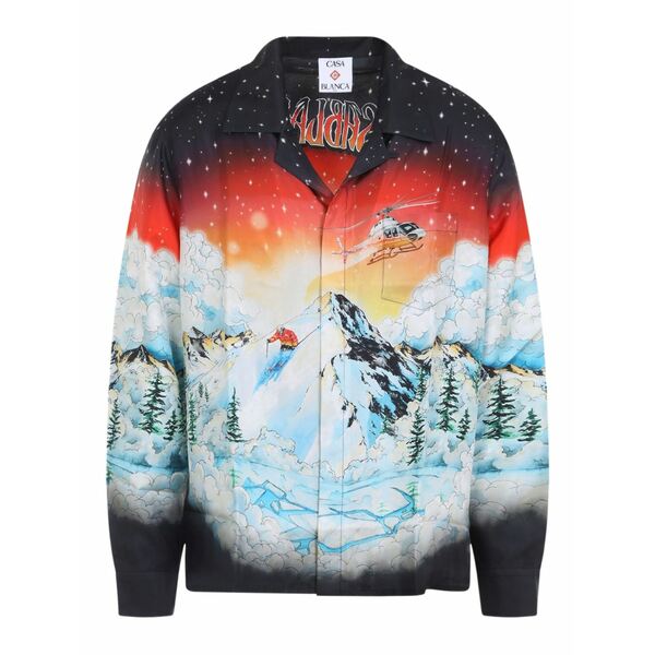 カサブランカ メンズ プルオーバー トップス Ski lake printed long-sleeve shirt Black