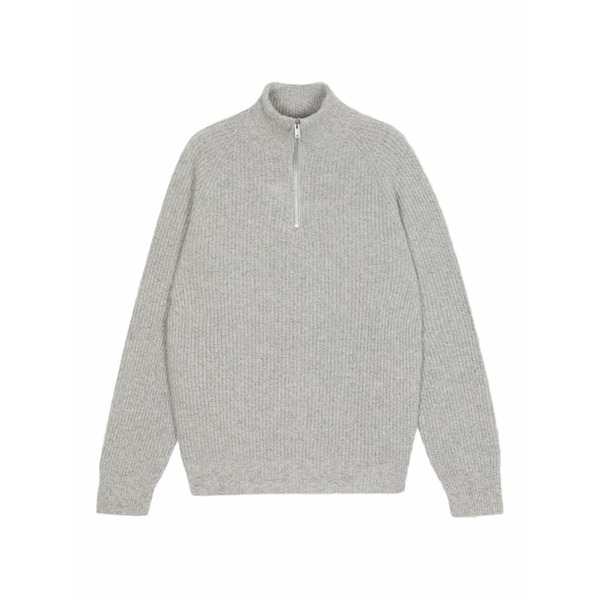 ジョンスメドレー メンズ 編み物\u0026プルオーバー アウター Ribbed zip-neck sweater Grey