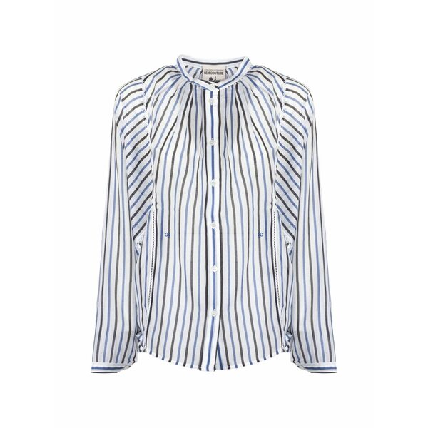 セミクチュール レディース プルオーバー トップス Vertical striped shirt White
