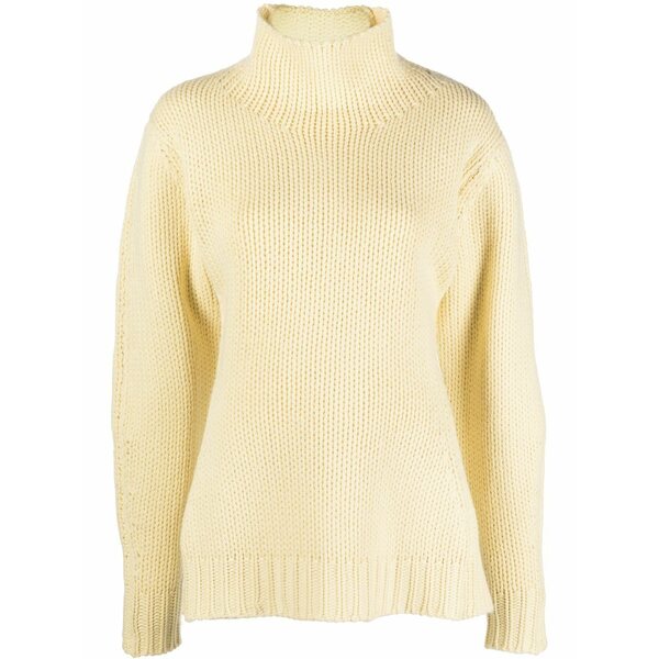 ジル・サンダー レディース 編み物\u0026スウェーター アウター Open back high-neck jumper Yellow