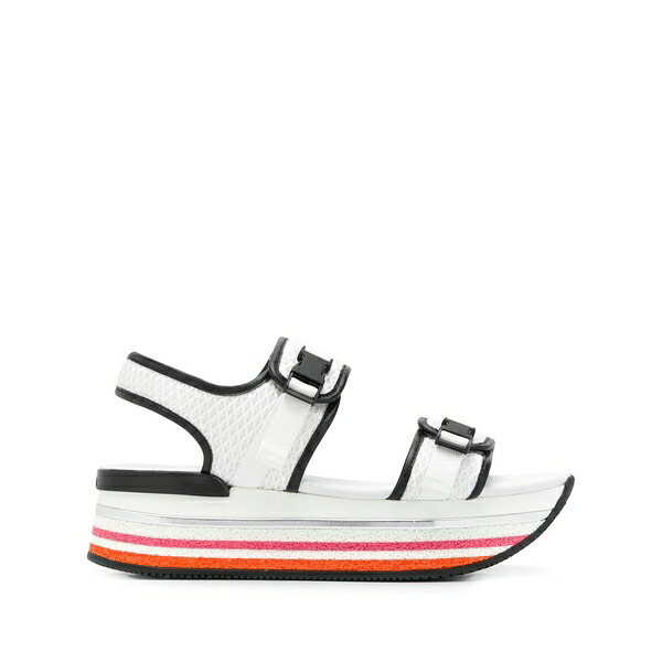 ホー火器 レディース サンダル シューズ H222 platform mesh sandals White