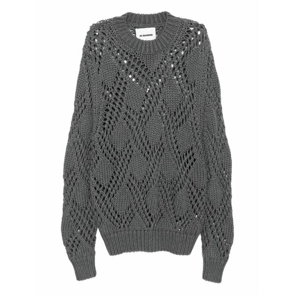 ジル・サンダー レディース 編み物\u0026スウェーター アウター Lace-trimmed wool jumper  Grey