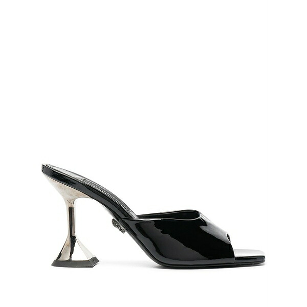 フィリップ飾り気の無い レディース サンダル シューズ Square-toe heeled sandals Black