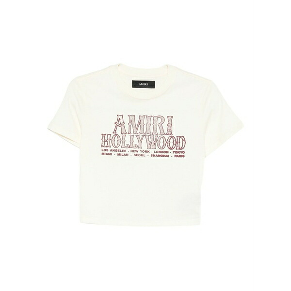 アミリ レディース プルオーバー トップス Graphic-print short-sleeve t-shirt Neutrals