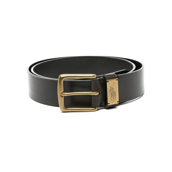 ラルフローレン メンズ 三尺帯 添え物 Pony-plaque leather  belt  Brown