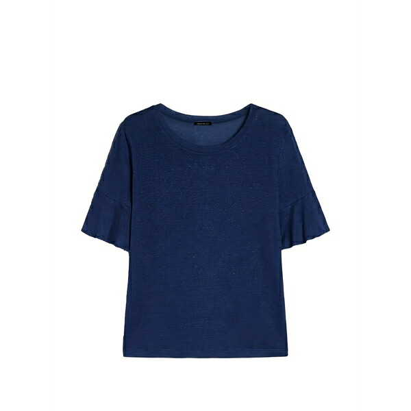 ペニー黒いこと レディース ティーシャツ トップス Ruffle-sleeve t-shirt Blue
