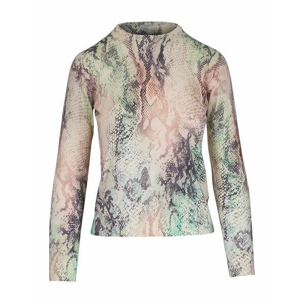 キン天使の都市カシミヤ レディース ティーシャツ トップス Snakeskin-print long-sleeved top Neutrals