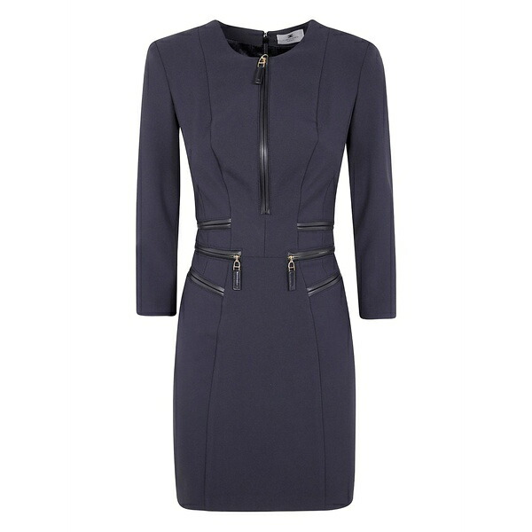 エリザベスフランキ レディース 衣裳 トップス Zip-detail three-quarter sleeve dress Black