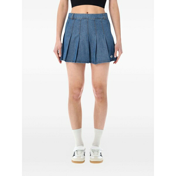 アディダス レディース スコート ボトムス Pleated denim skirt Blue