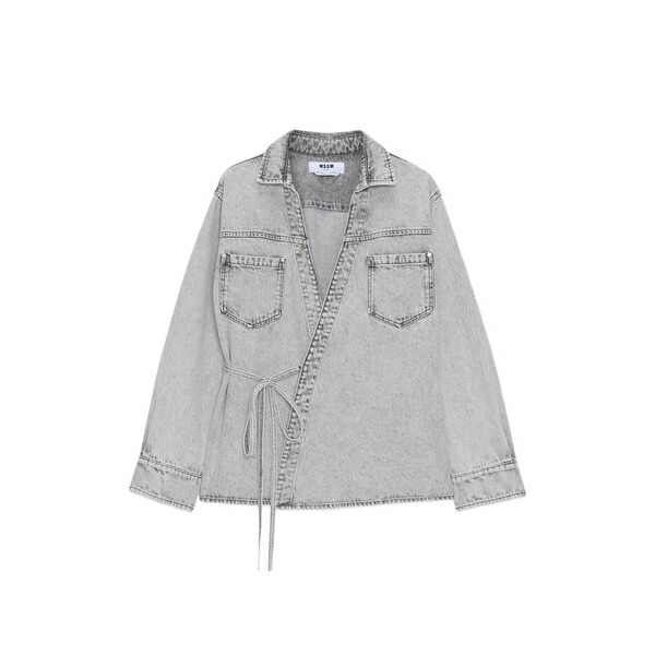 エムエスジイエム レディース 上衣＆上衣 アウター Patch pocket tie shirt Grey