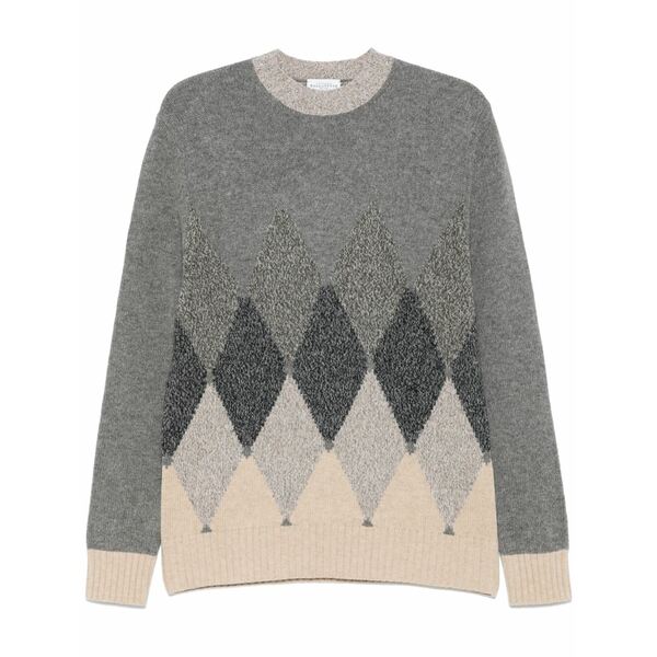 バランタイン メンズ 編み物\u0026ティーシャツ アウター Argyle-intarsia sweater Grey