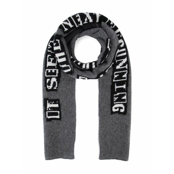 ヴァレンティノ ガラヴァーニ メンズ えり巻き・袈裟・えり巻き 付属物 Slogan-embroidered scarf Grey