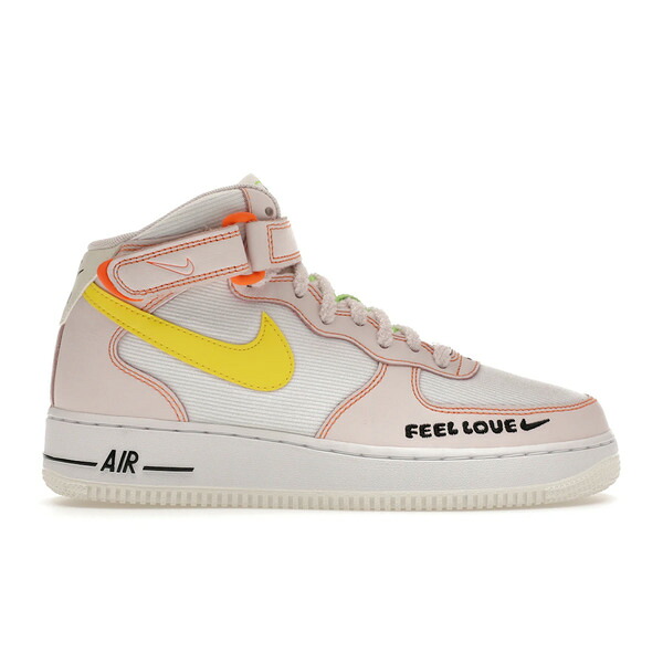 Nike ナイキ レディース スニーカー  【Nike Air Force 1 Mid \u002707 Feel Love (Women\u0027s)】  大きさ US_8(25.0糎) White/Pearl Pink/Action Green/Opti Yellow