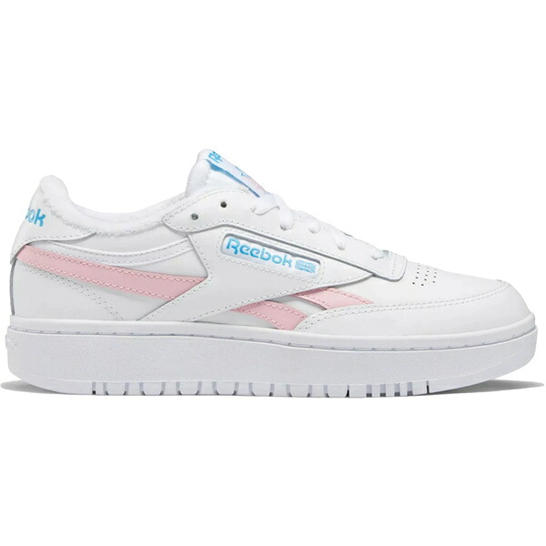 Reebok リーボック レディース スニーカー 【Reebok Club C Double Revenge White Pink Glow Radiant Aqua (Women\'s)】 サイズ US_8.5(25.5cm) Footwear White/Pink Glow/Radiant Aqua｜asty