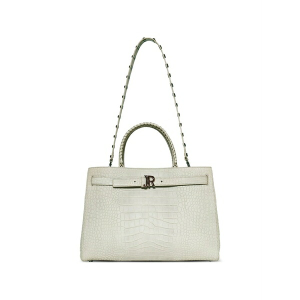 ジョン バージニアの州都 レディース トートバッグ 御徒面子 Croc-effect studded tote bag Neutrals