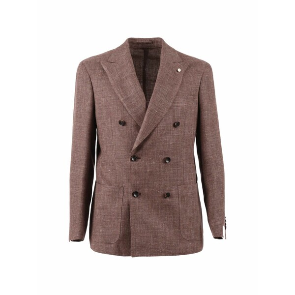ルイジ・ビアンキ・マントヴァ メンズ 上衣＆上衣 アウター Double-breasted suit jacket Brown