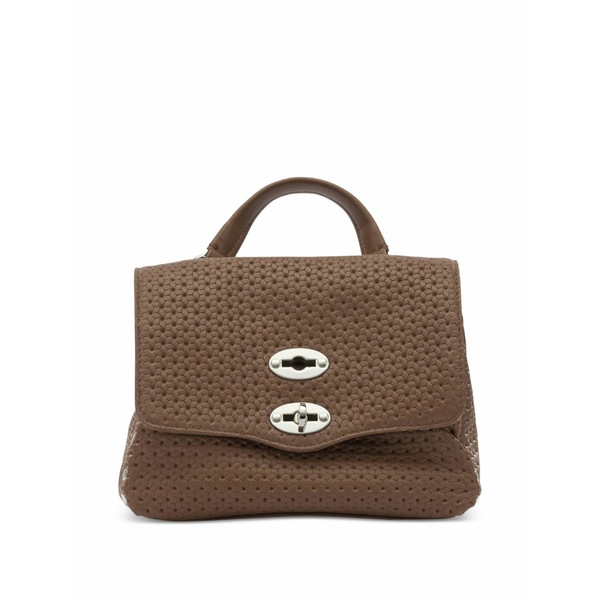 ザネラート レディース トートバッグ 御徒面子 Small postina woven stud leather tote bag Brown