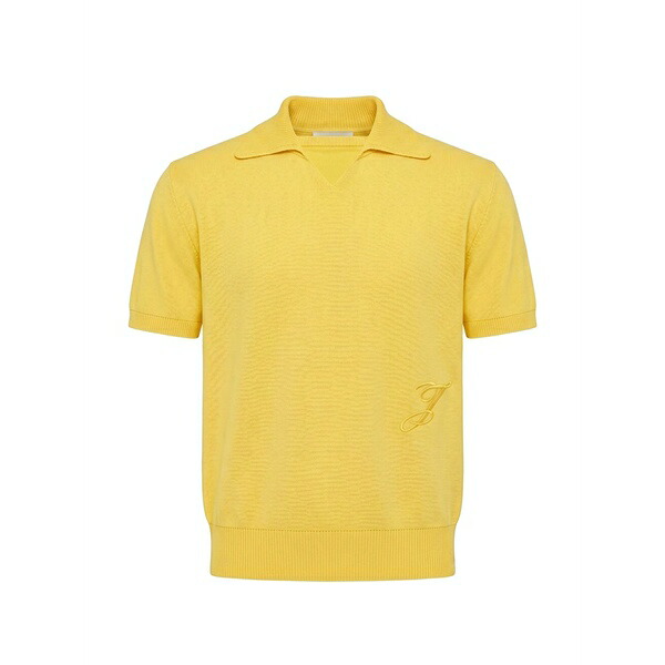 ジャクエムス メンズ ティーシャツ トップス Embroidered-logo knit polo shirt Yellow