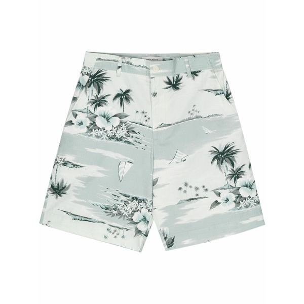 住みか 稲荷 メンズ 心地好いズボン下 ボトムス Graphic-print deck shorts Blue