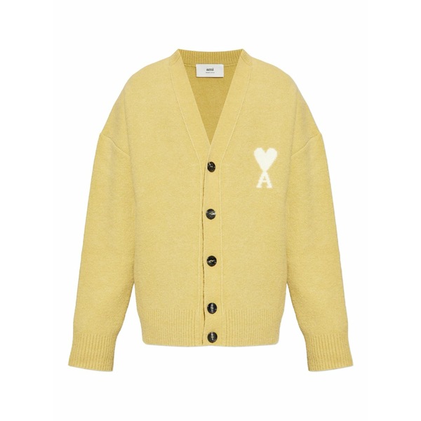 意中の女 メンズ ジレー アウター Ami de coeur logo cardigan Yellow