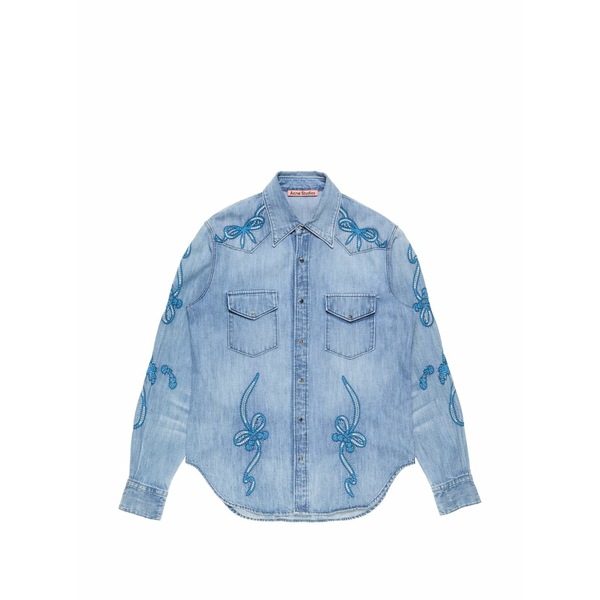 アクネ ストゥディオズ メンズ プルオーバー トップス Embroidered shirt Blue