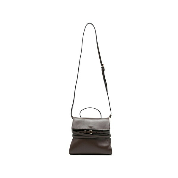 モスキーノ レディース ハンドバック 御徒面子 Buckle leather mini bag Brown