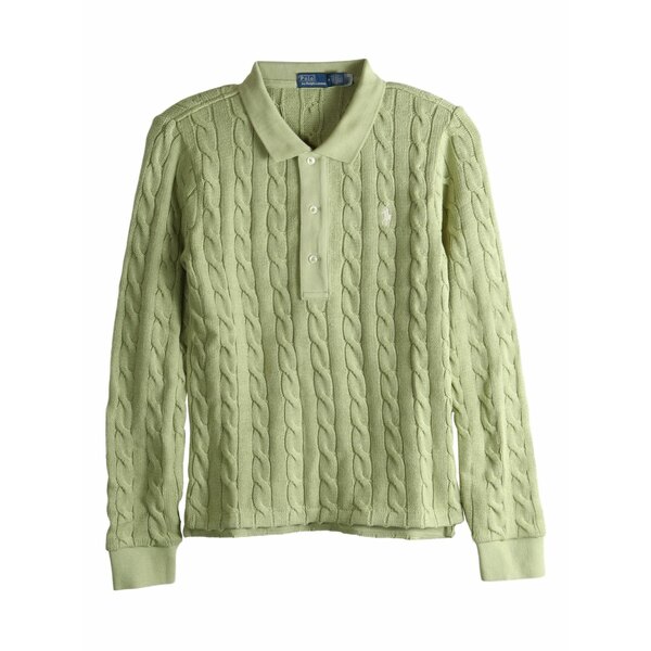 ラルフローレン レディース スポーツシャツ トップス Cable-knit buttoned polo top Green