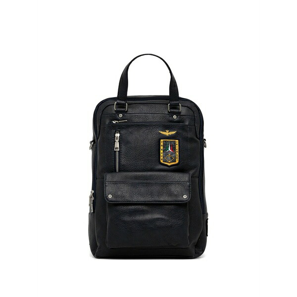 アエロナウティカ ミリターレ メンズ うしろ側容器に並べる・背嚢 御徒面子 Top-handle patch-detail backpack Black