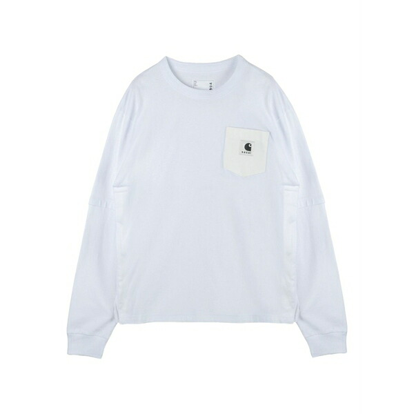 サカイ メンズ ティーシャツ トップス Pocket long-sleeved t-shirt White