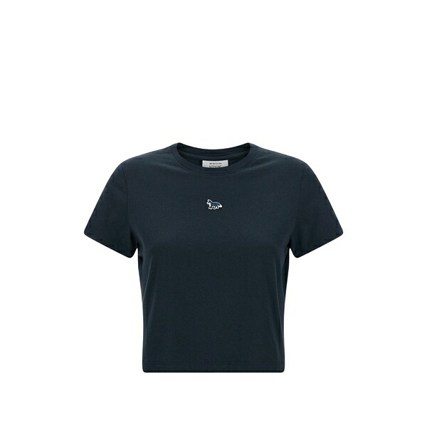 住み家 稲荷 レディース ティーシャツ トップス Baby embroidered patch t-shirt Black