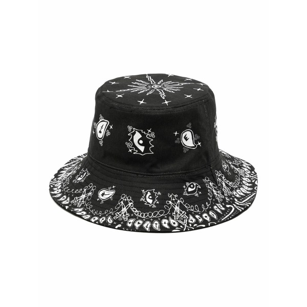 ハクーラ メンズ かぶり笠 佩び物 Paisley reversible bucket hat Black