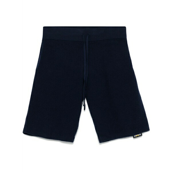 アスペジ メンズ 心地よいズボン下 ボトムス Knitted shorts Blue