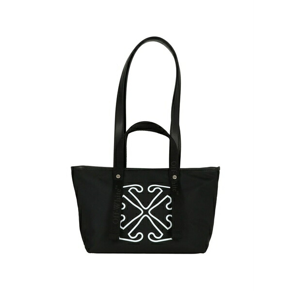 象牙色 レディース トートバッグ 御徒面子 Arrows-motif logo-strap tote bag Black