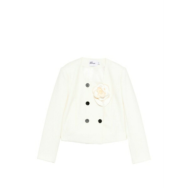 セルフ・ポートレイト レディース 上衣＆上衣 アウター Floral detail fitted jacket Neutrals